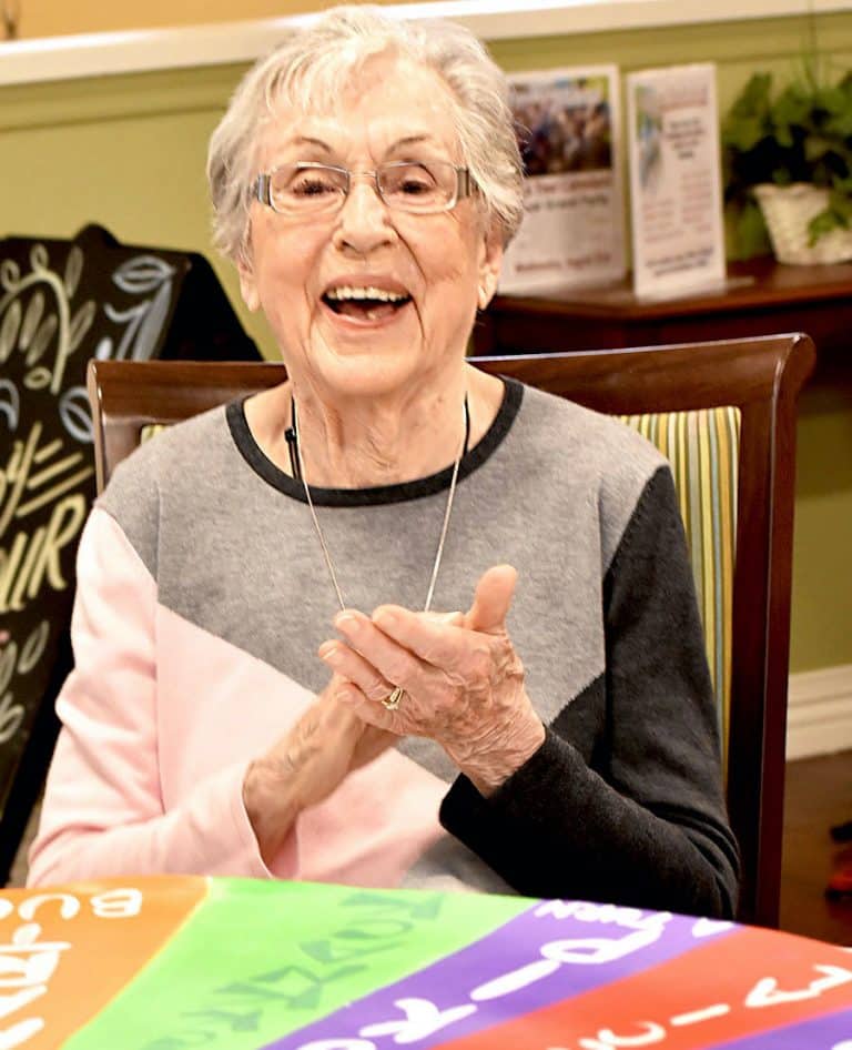 Senior resident enjoying a lively activity
