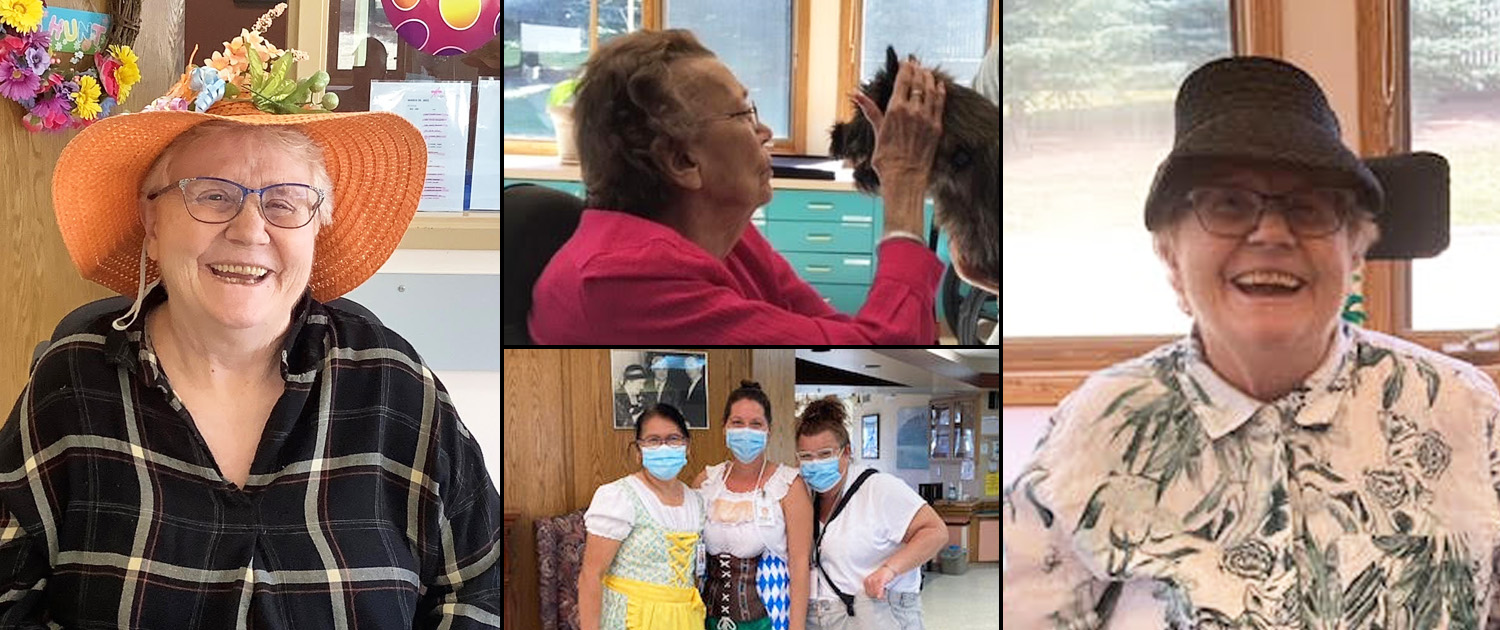 Residents enjoying activities and interacting with staff