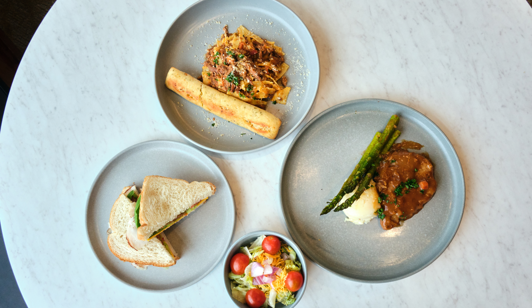 Delicious plated meals served in a dining area
