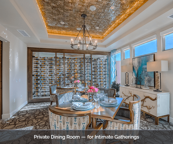 Private dining room set for guests with elegant decor