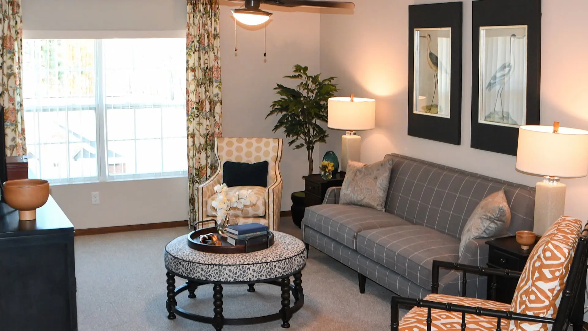 Cozy interior lounge area with comfortable seating