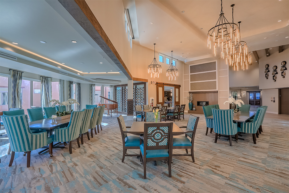 Common area with stylish decor and seating