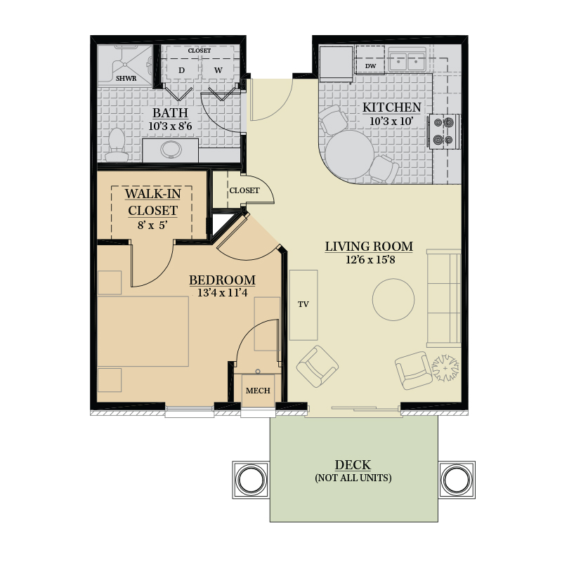 Architectural floor plan of a unit layout