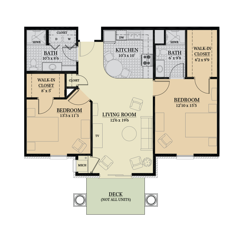 Architectural floor plan of a residential unit