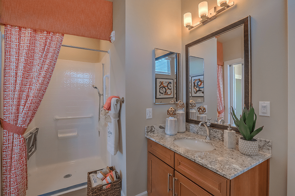 Stylish bathroom interior with modern fixtures