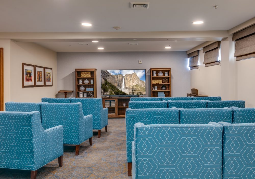 Bright common area with comfortable seating