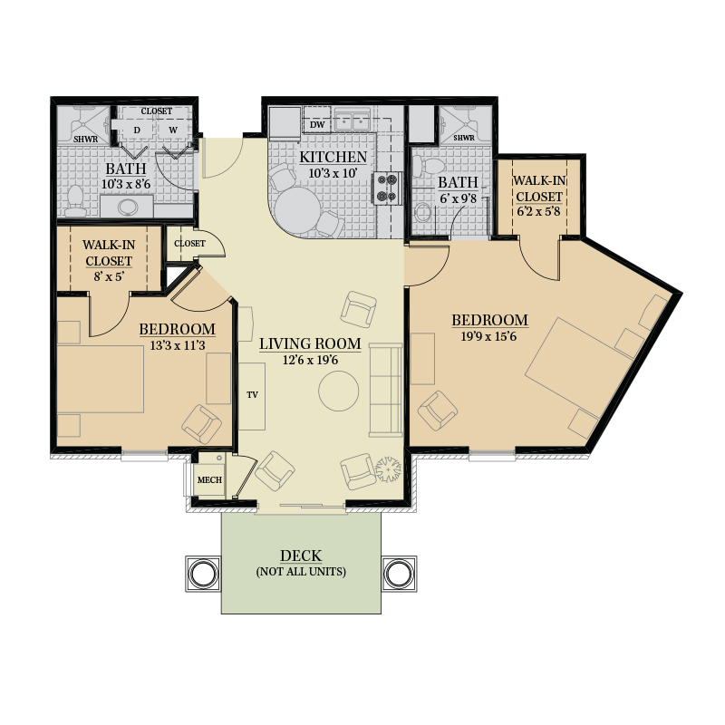 Architectural floor plan of a residential unit