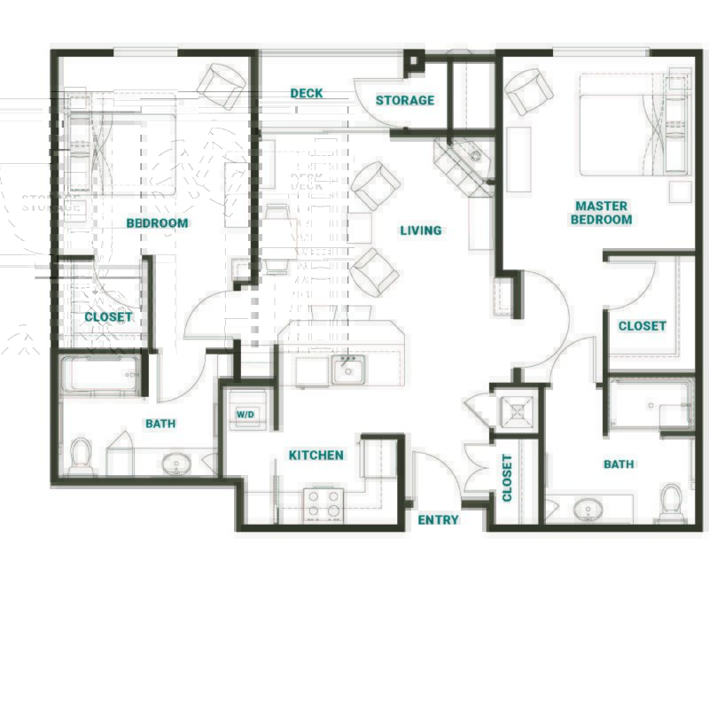 Architectural floor plan of a living space