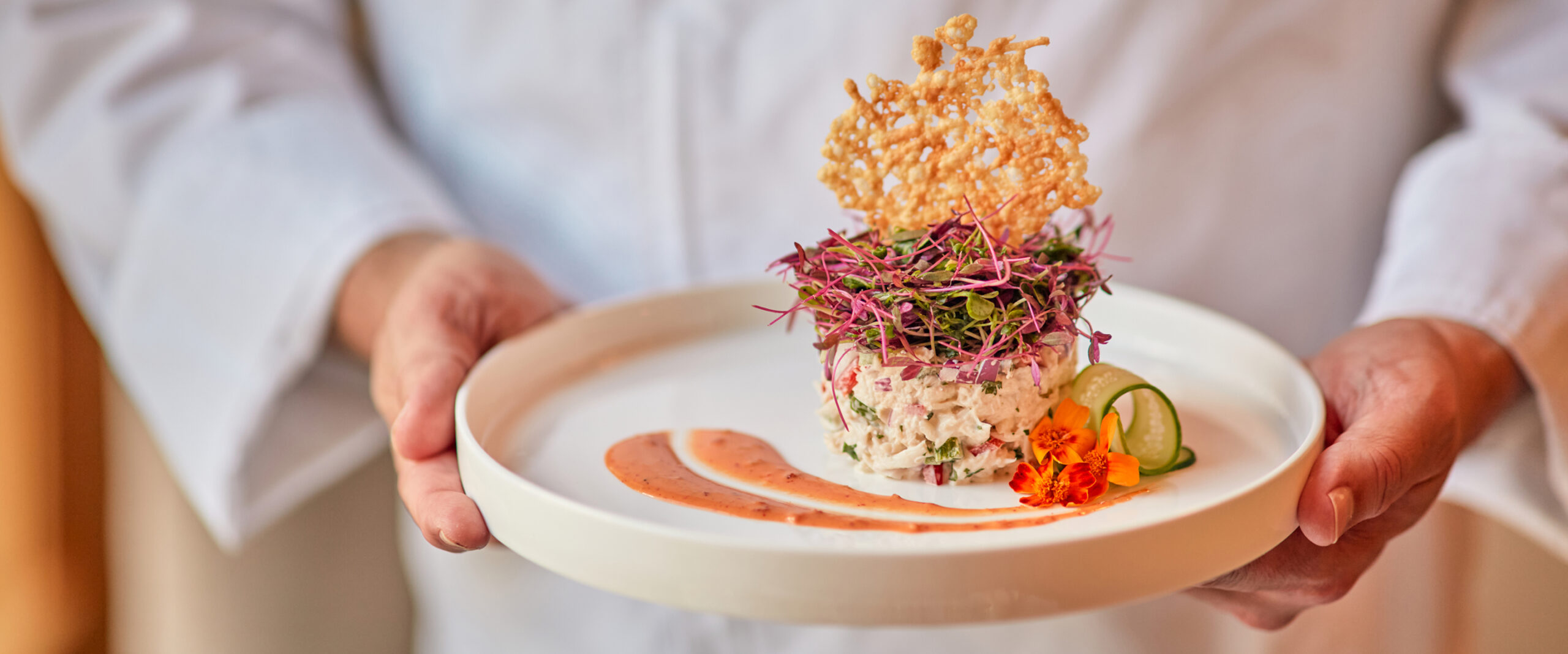 Gourmet dish presented on a white plate