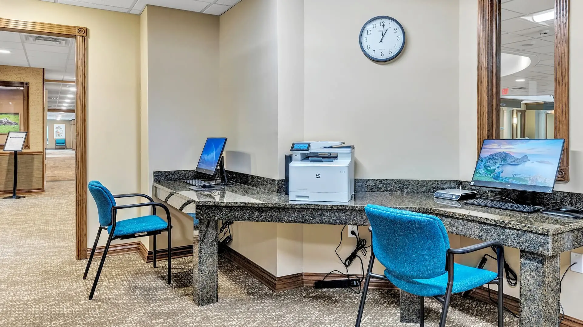 Interior office area with computers and printer