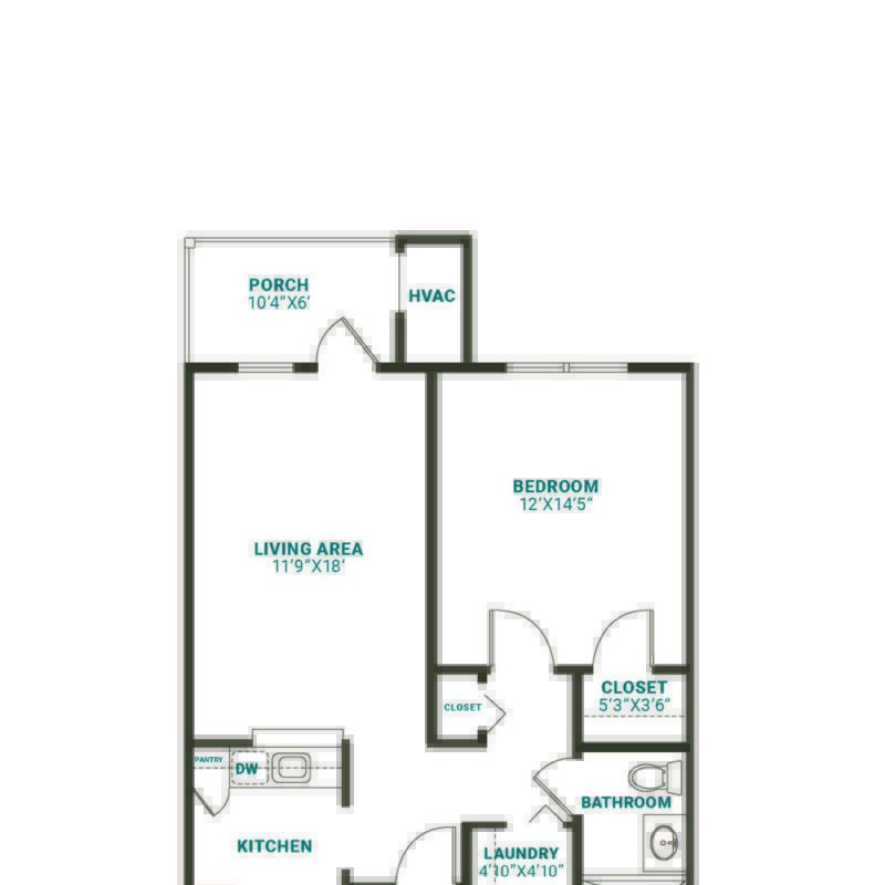 Architectural floor plan of a living space layout