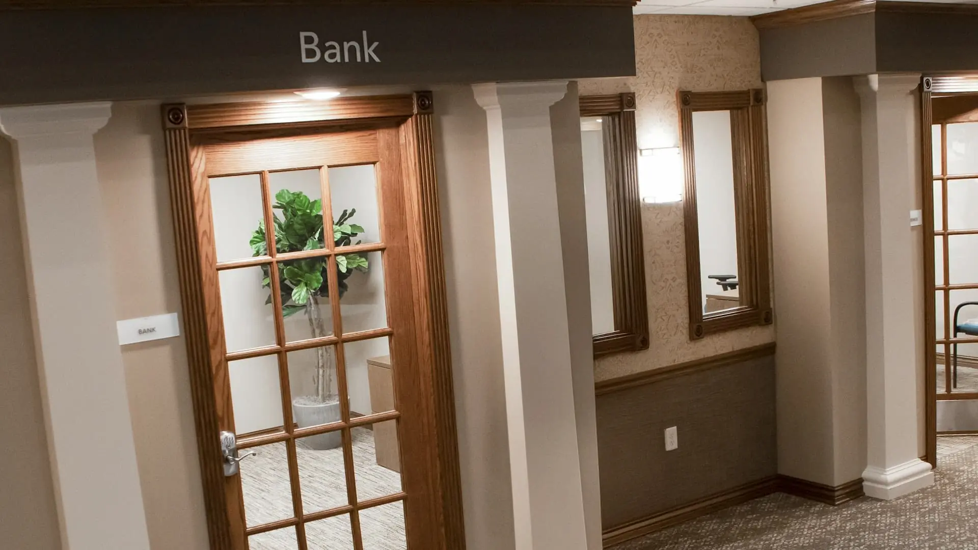 Interior view of the bank area in the facility