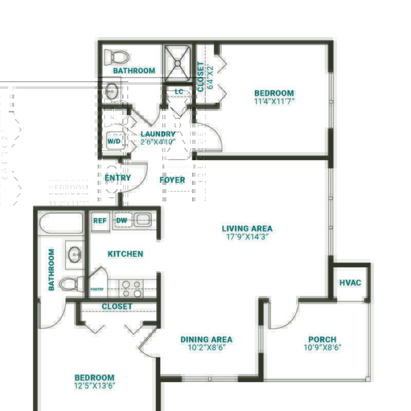 Architectural floor plan of a residential unit