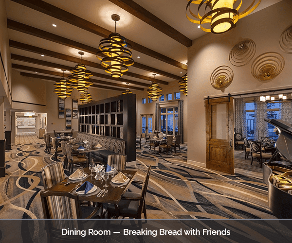 Elegant dining room with stylish decor and lighting
