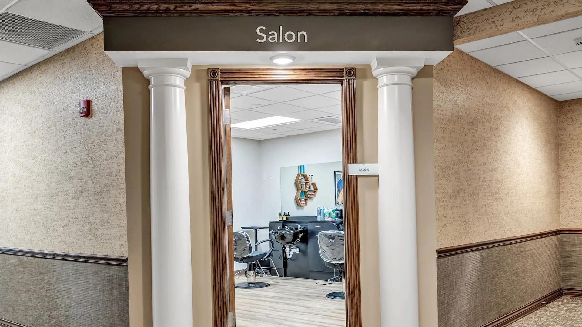Entrance to the salon area of the facility
