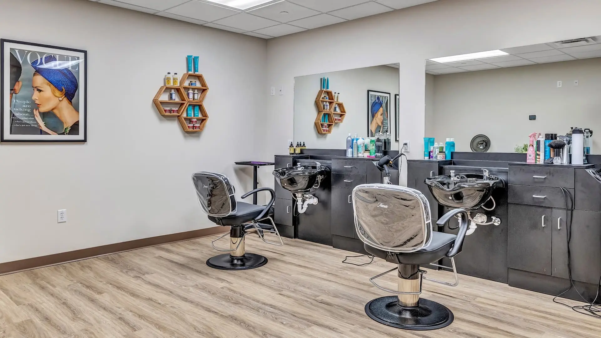 Hair salon within a retirement community's interior