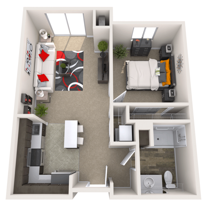 2D floor plan of a senior living unit