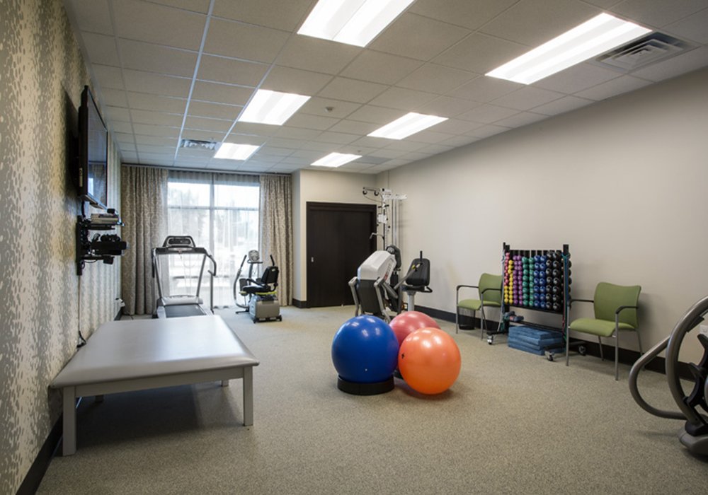 Interior view of a fitness room with equipment
