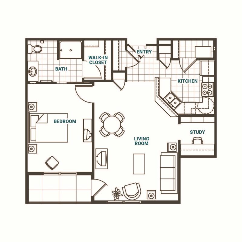 Architectural floor plan of a living space
