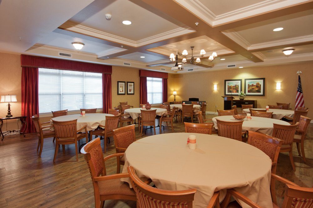 Interior dining room with tables and chairs