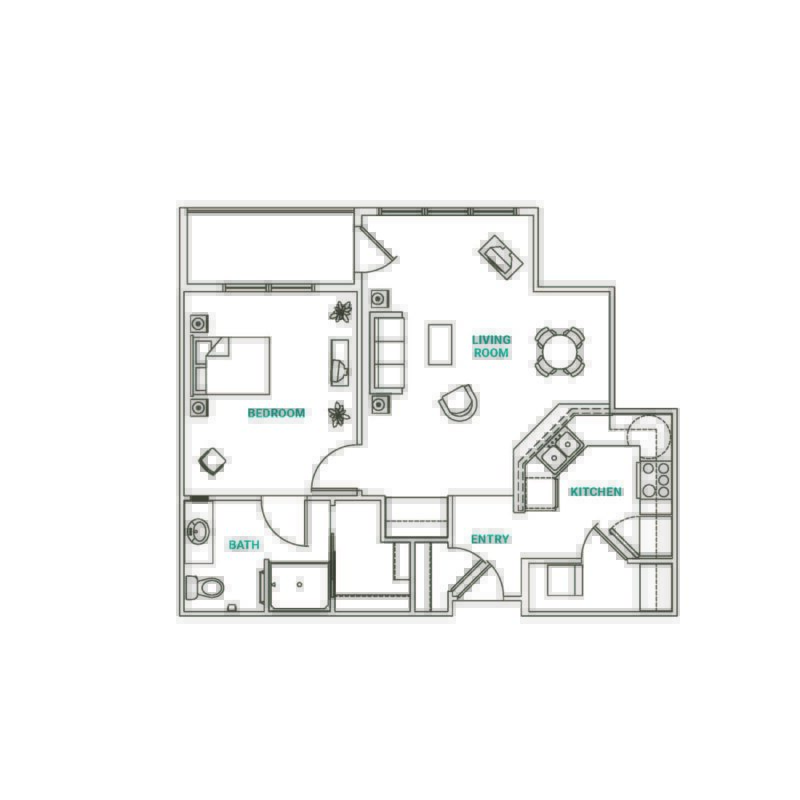 Architectural floor plan of a living space