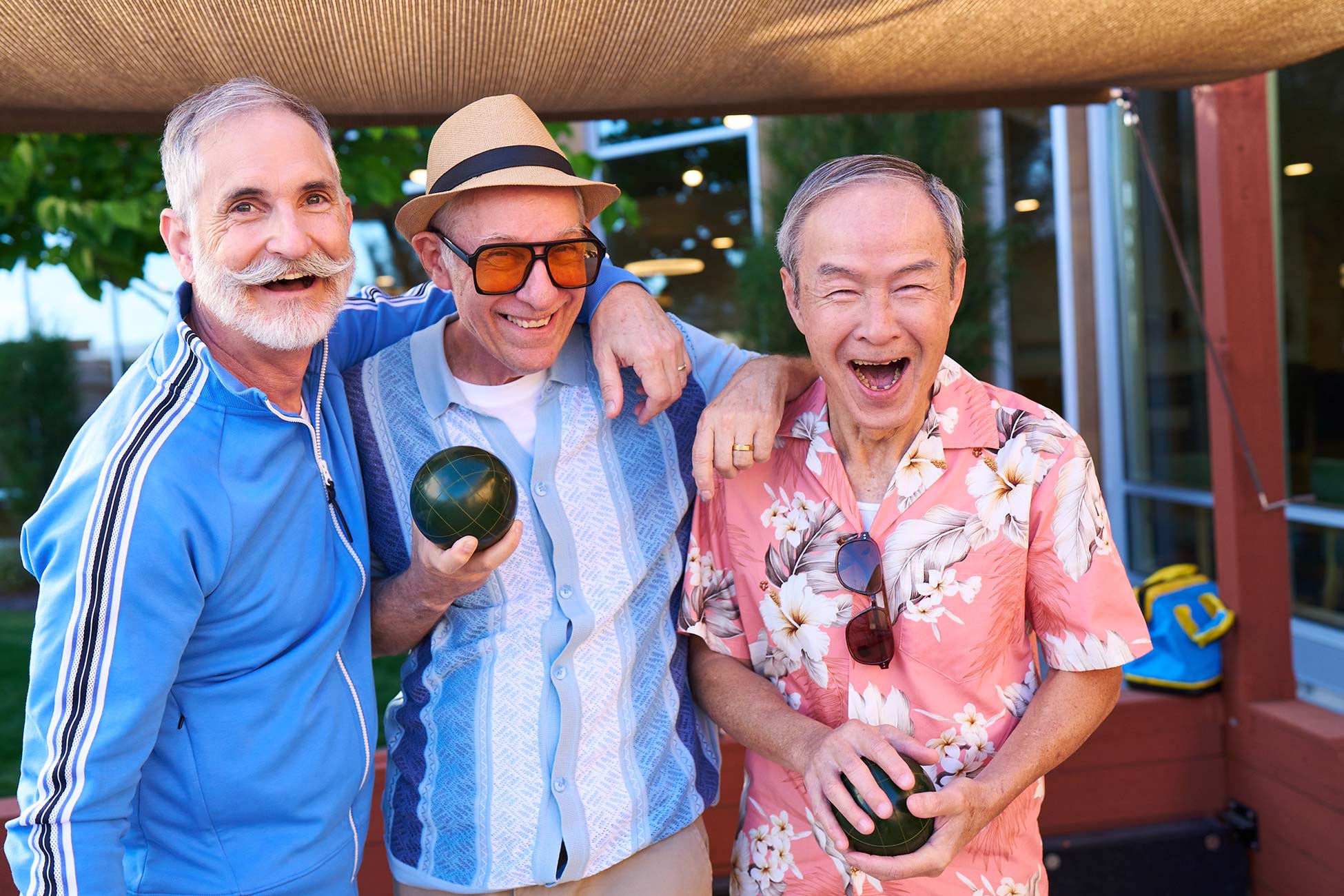 Residents enjoying a game outdoors