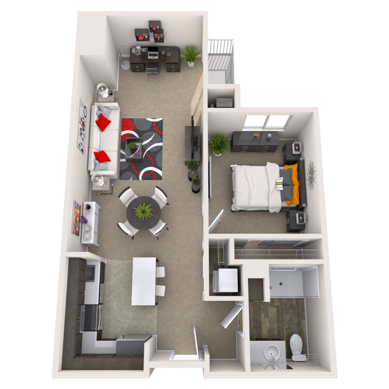 Architectural floor plan of a living unit
