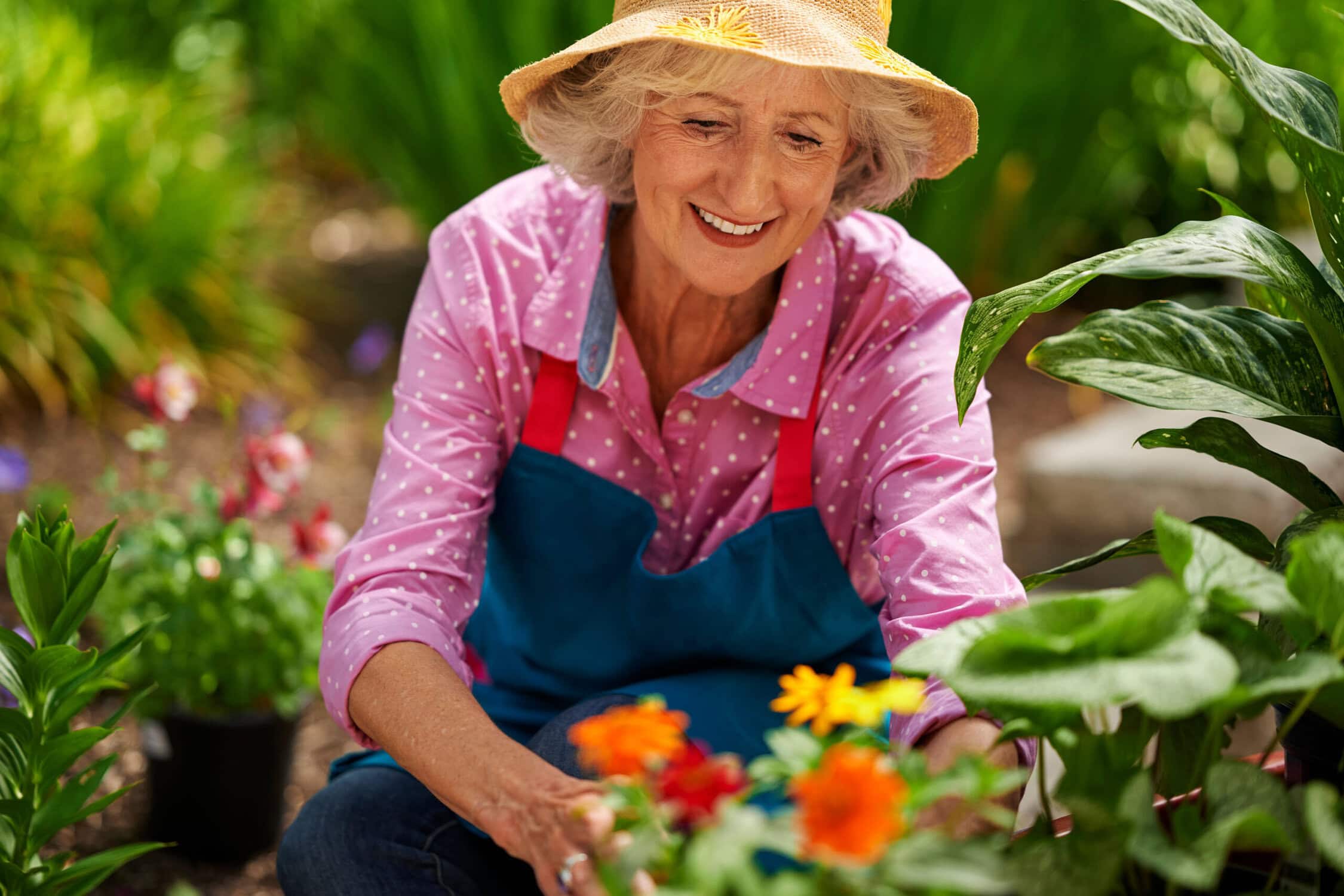 Resident engaging in gardening activity outdoors