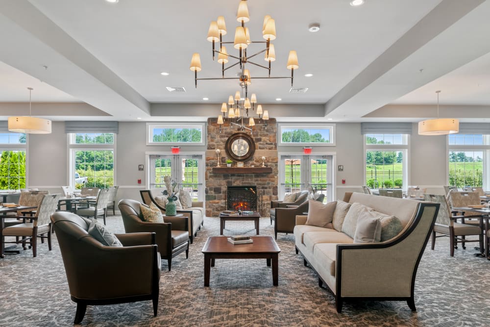 Bright and welcoming common area with seating
