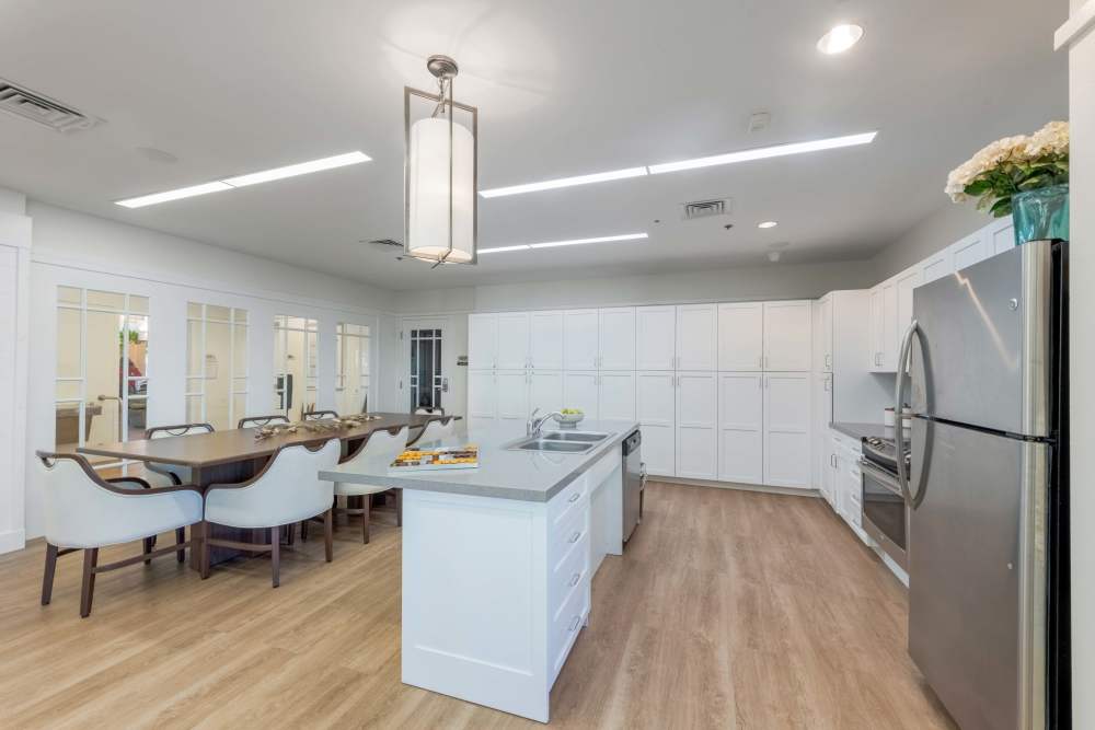 Bright and airy kitchen area with dining space