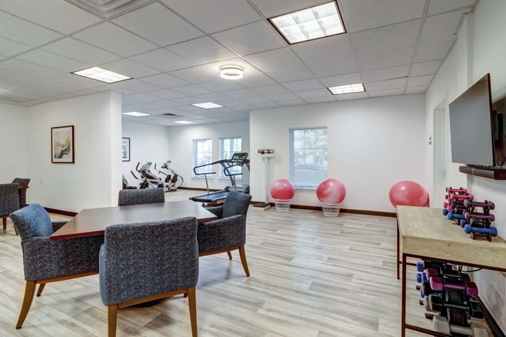 Interior view of the fitness area with equipment