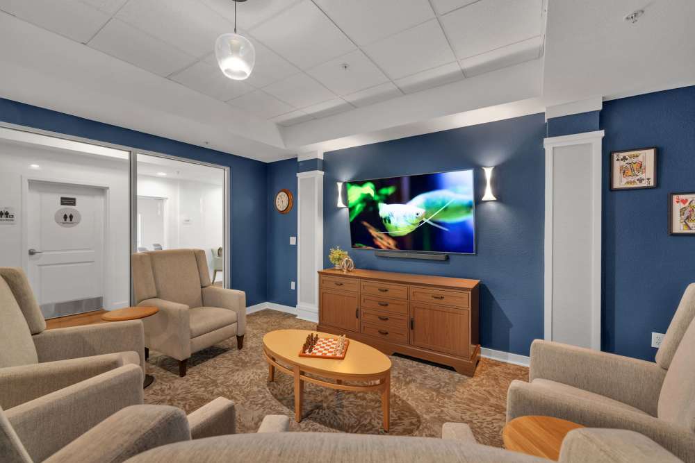 Bright common area with comfortable seating