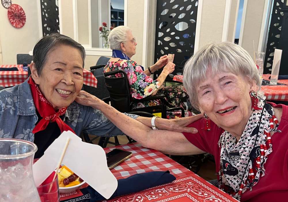 Residents enjoying a meal and each other's company