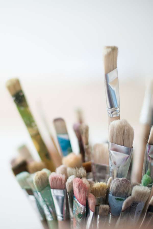 Close-up of a collection of paintbrushes