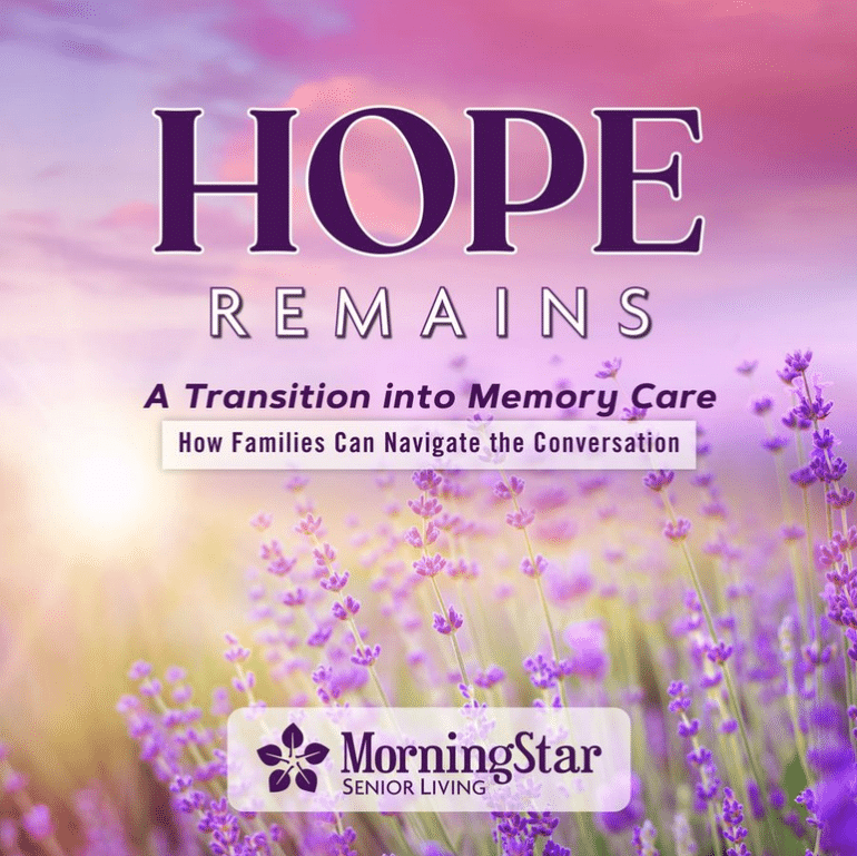 Facility logo with floral background and text