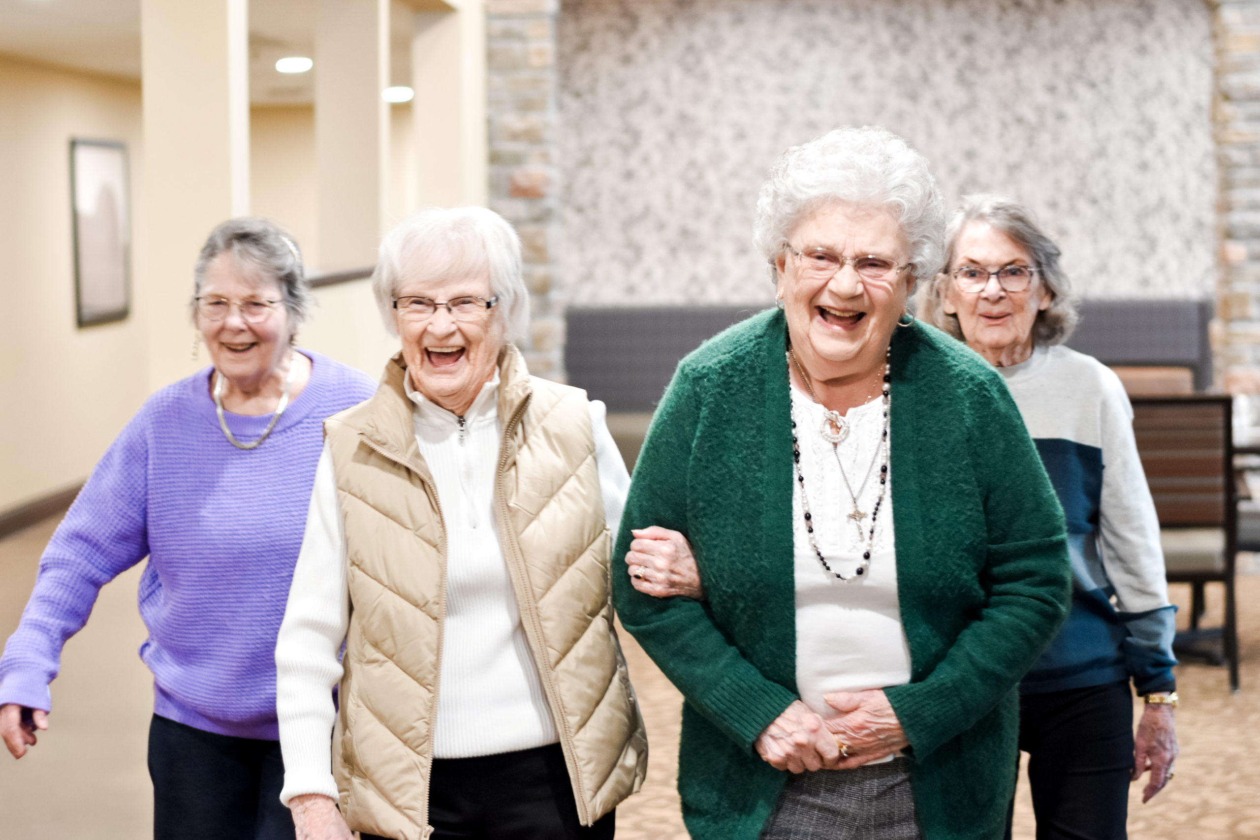 Residents enjoying a cheerful moment in the facility