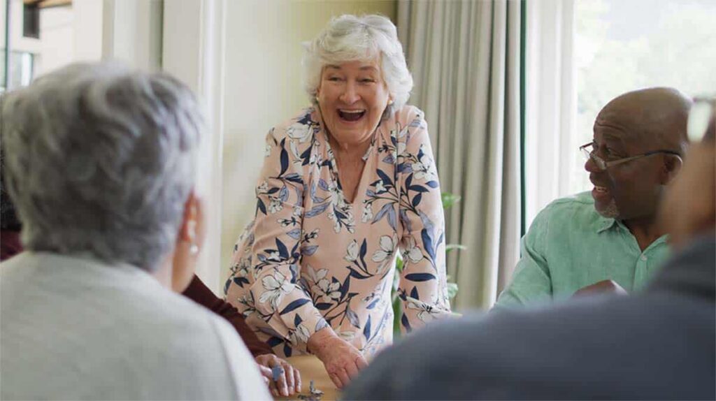 Residents enjoying a lively group activity