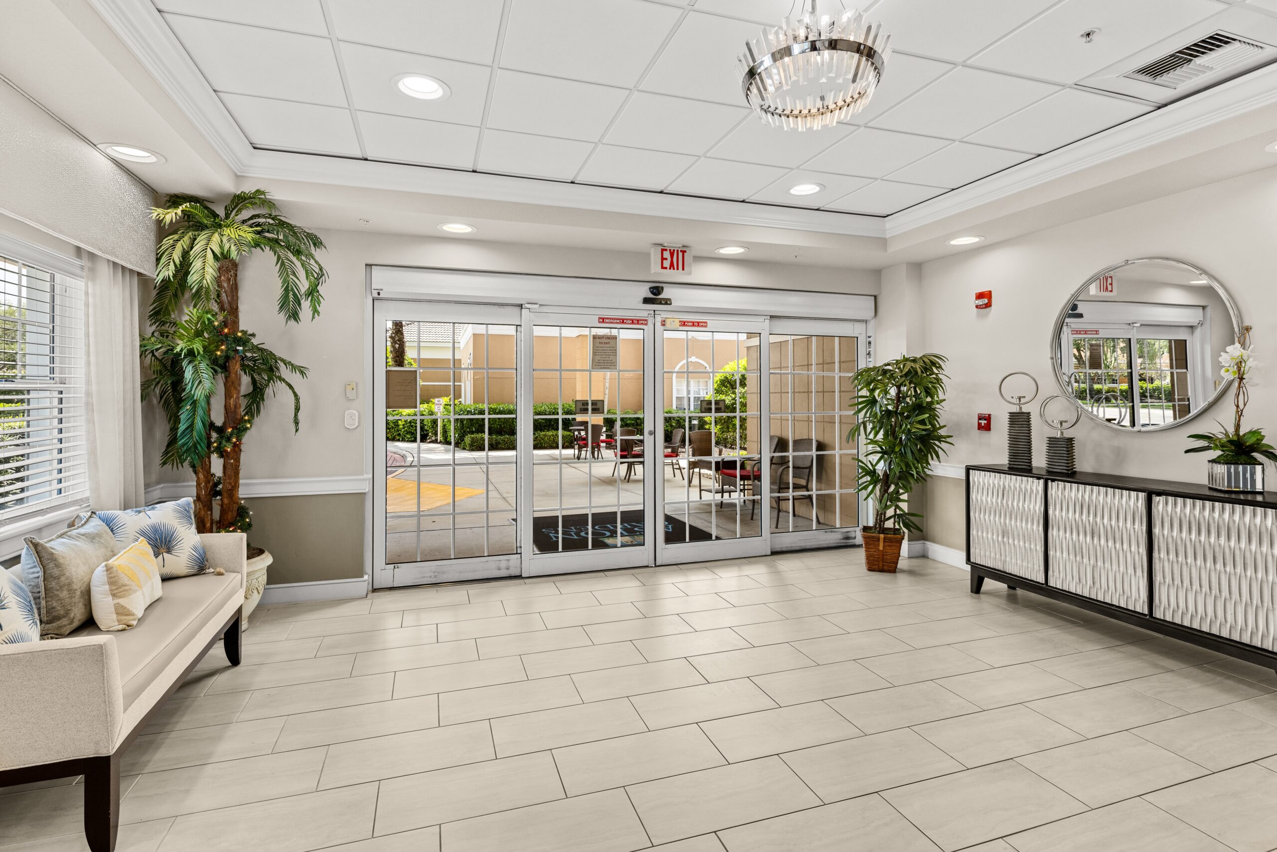 Bright and welcoming lobby area of the facility