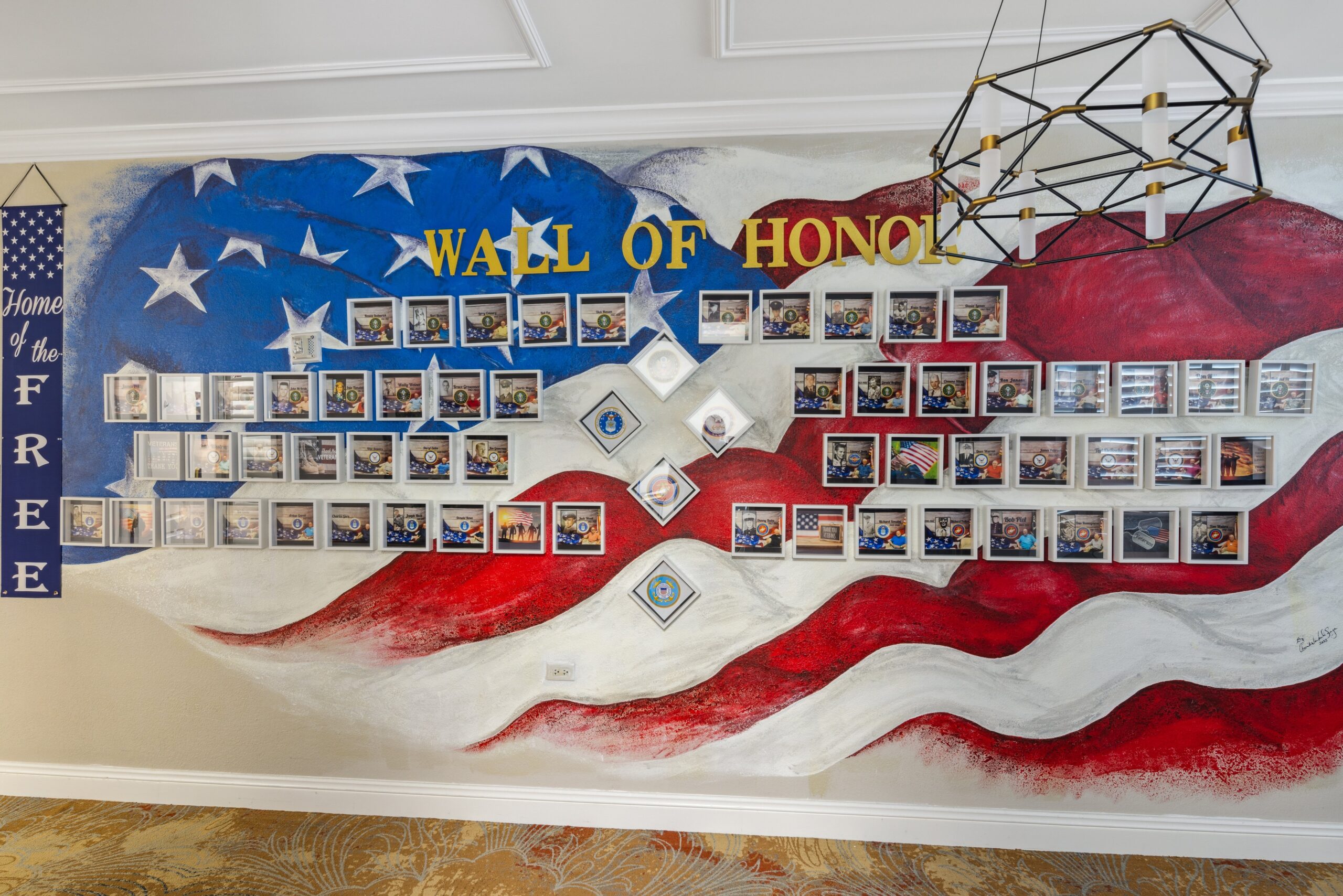 Colorful mural honoring veterans on the wall
