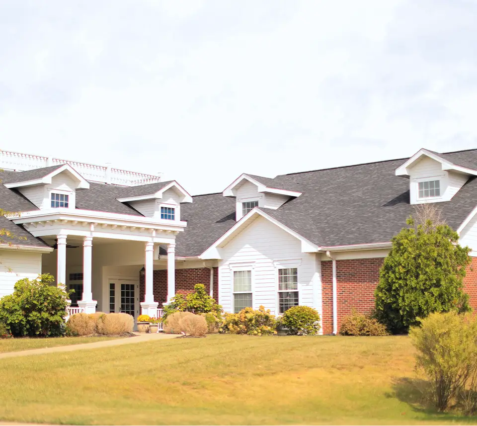 Exterior view of a charming assisted living facility