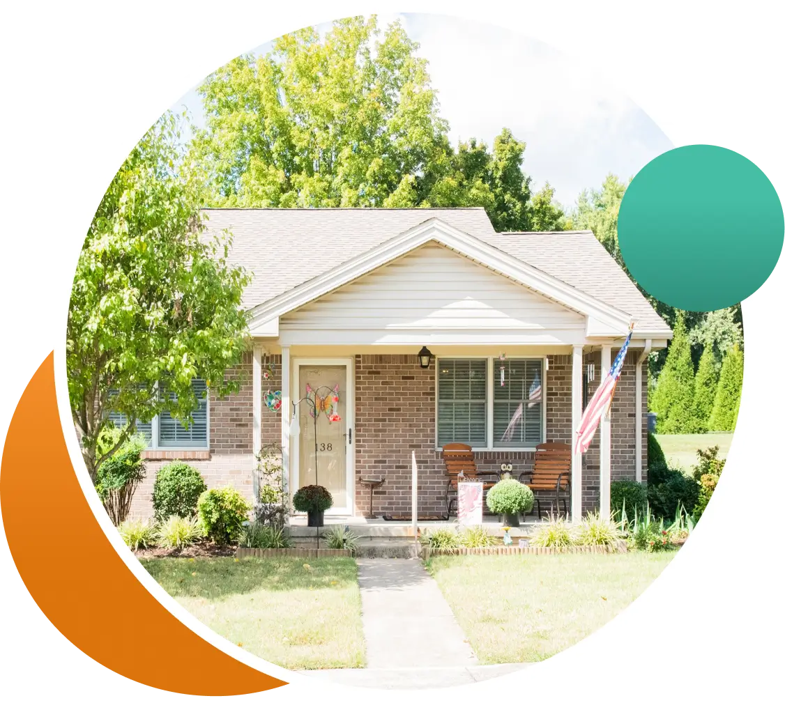 Exterior view of a residential building with a front porch