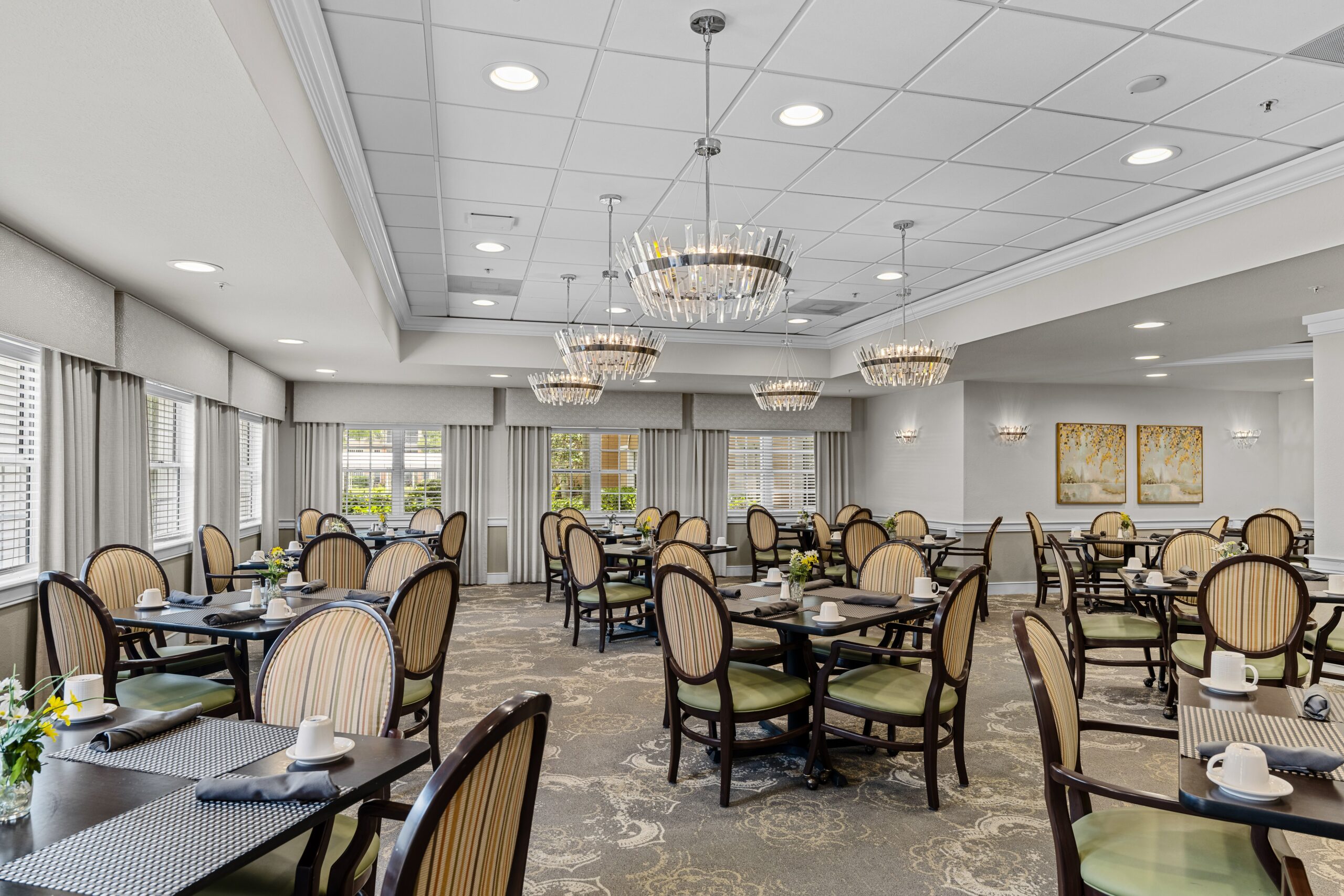 Dining room with elegant decor and seating