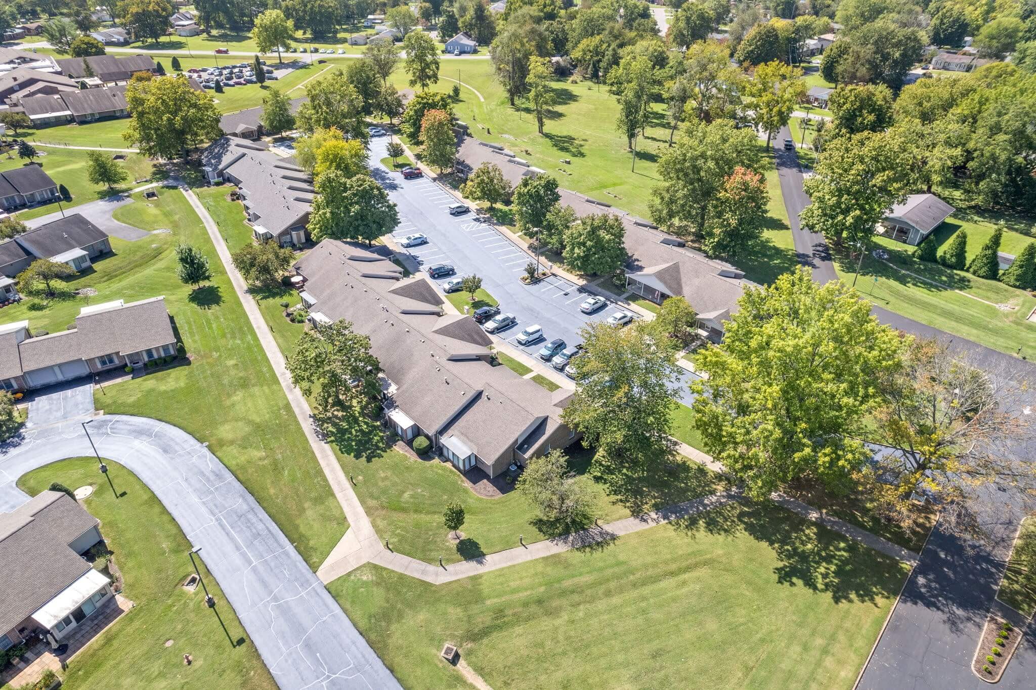 Aerial view of the Christian Health Center facility with landscaped grounds