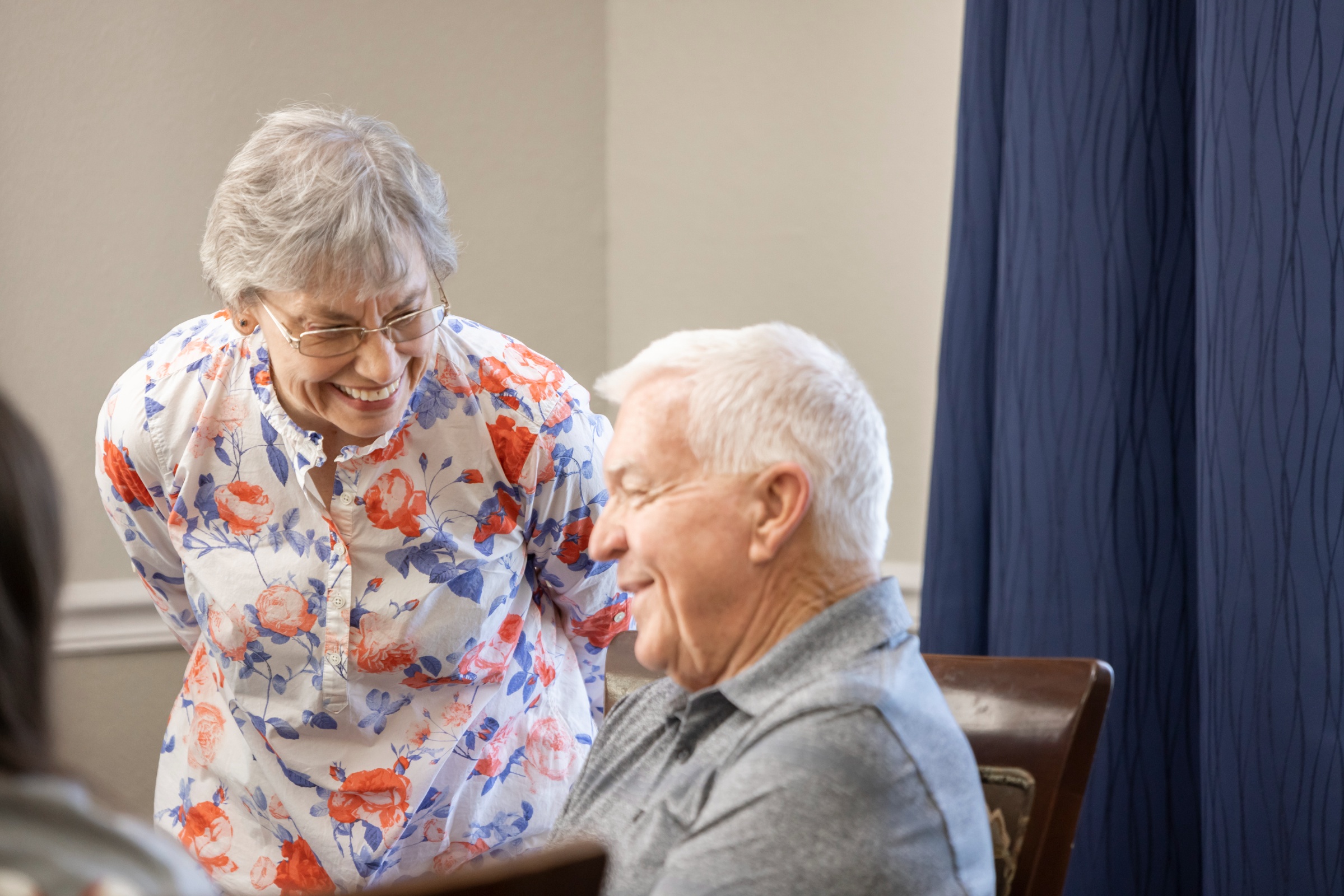 Residents enjoying a heartfelt conversation