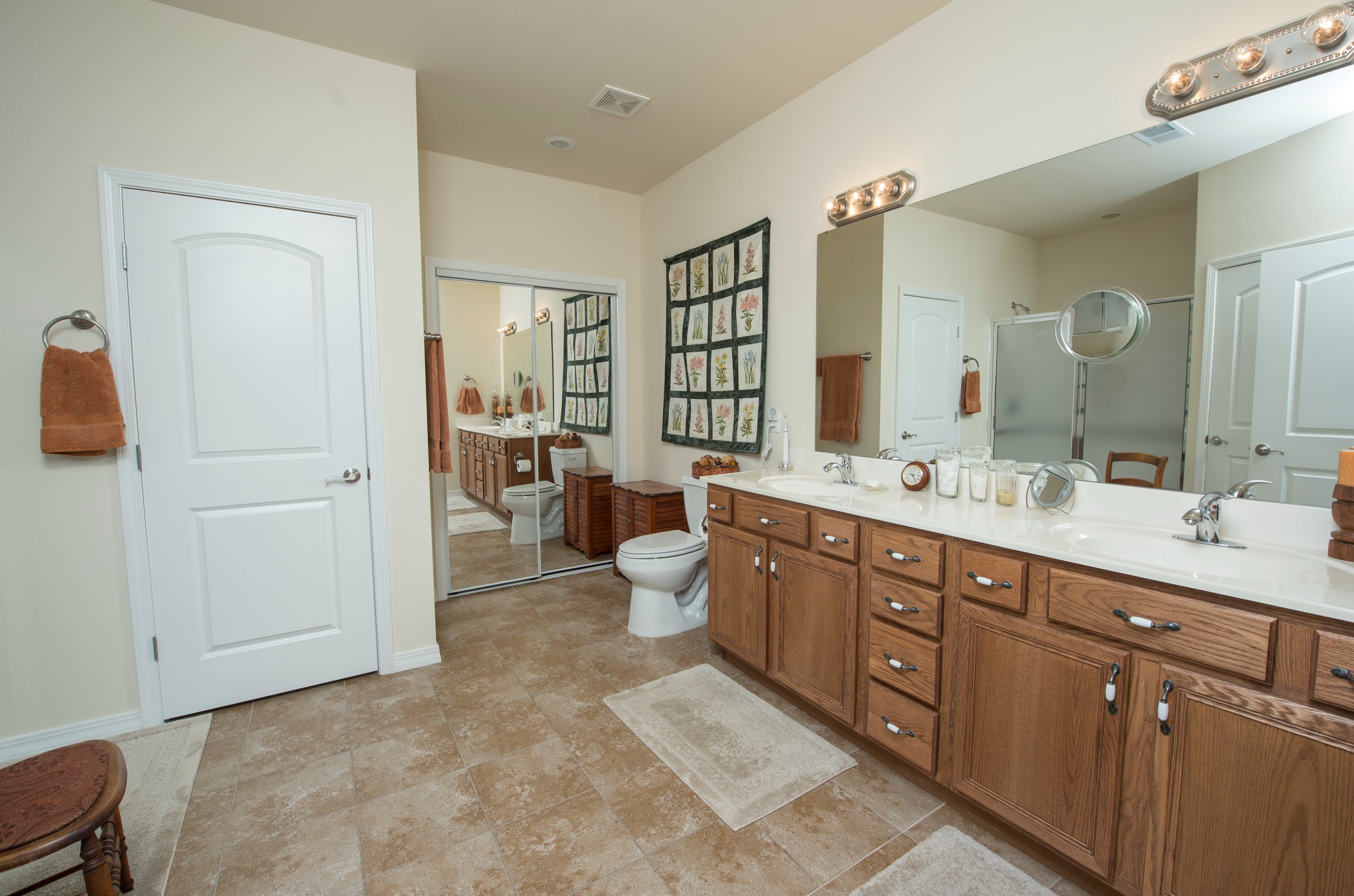 Bright, spacious bathroom in a senior living facility