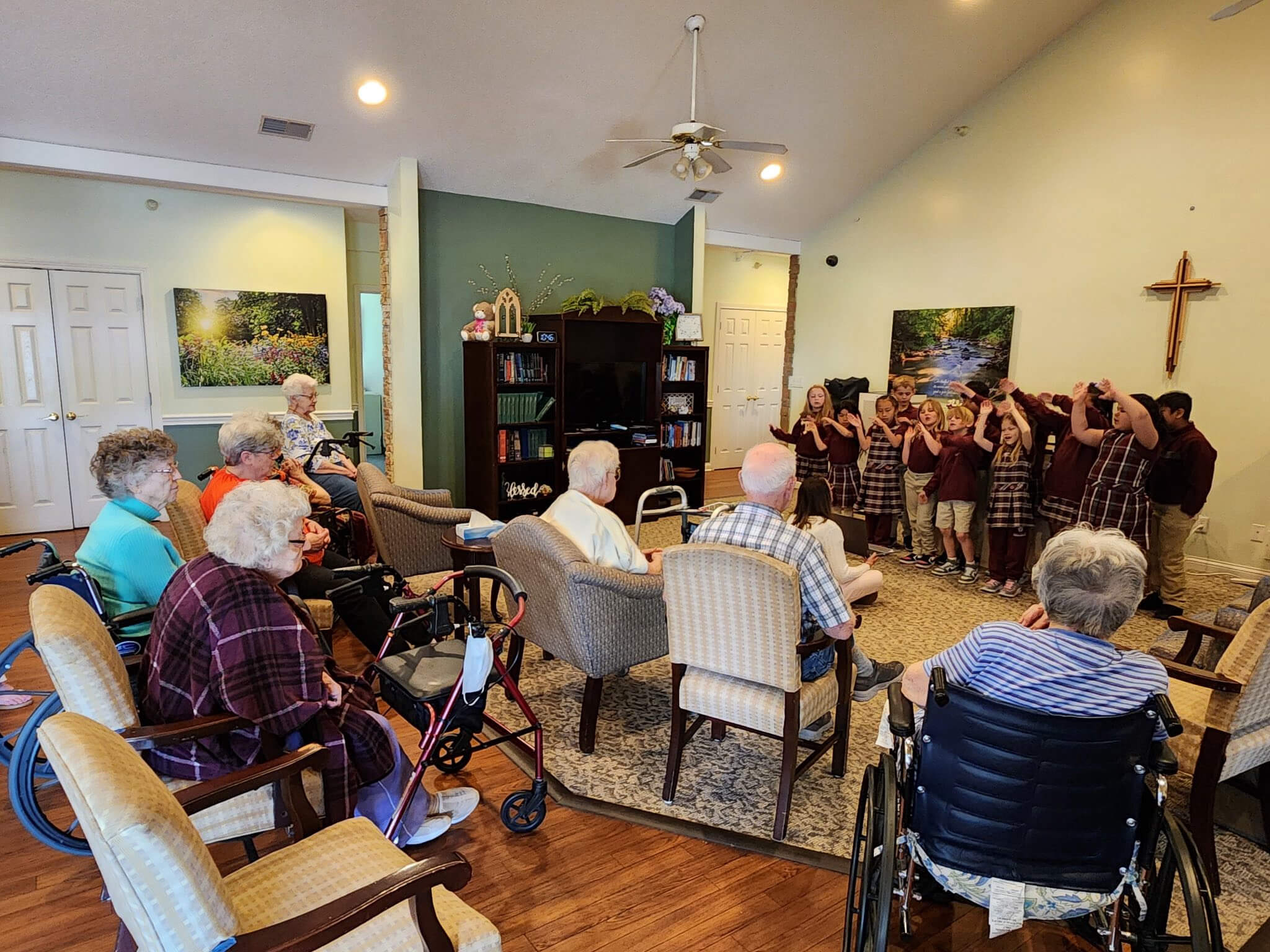 Residents enjoying an activity in the common area
