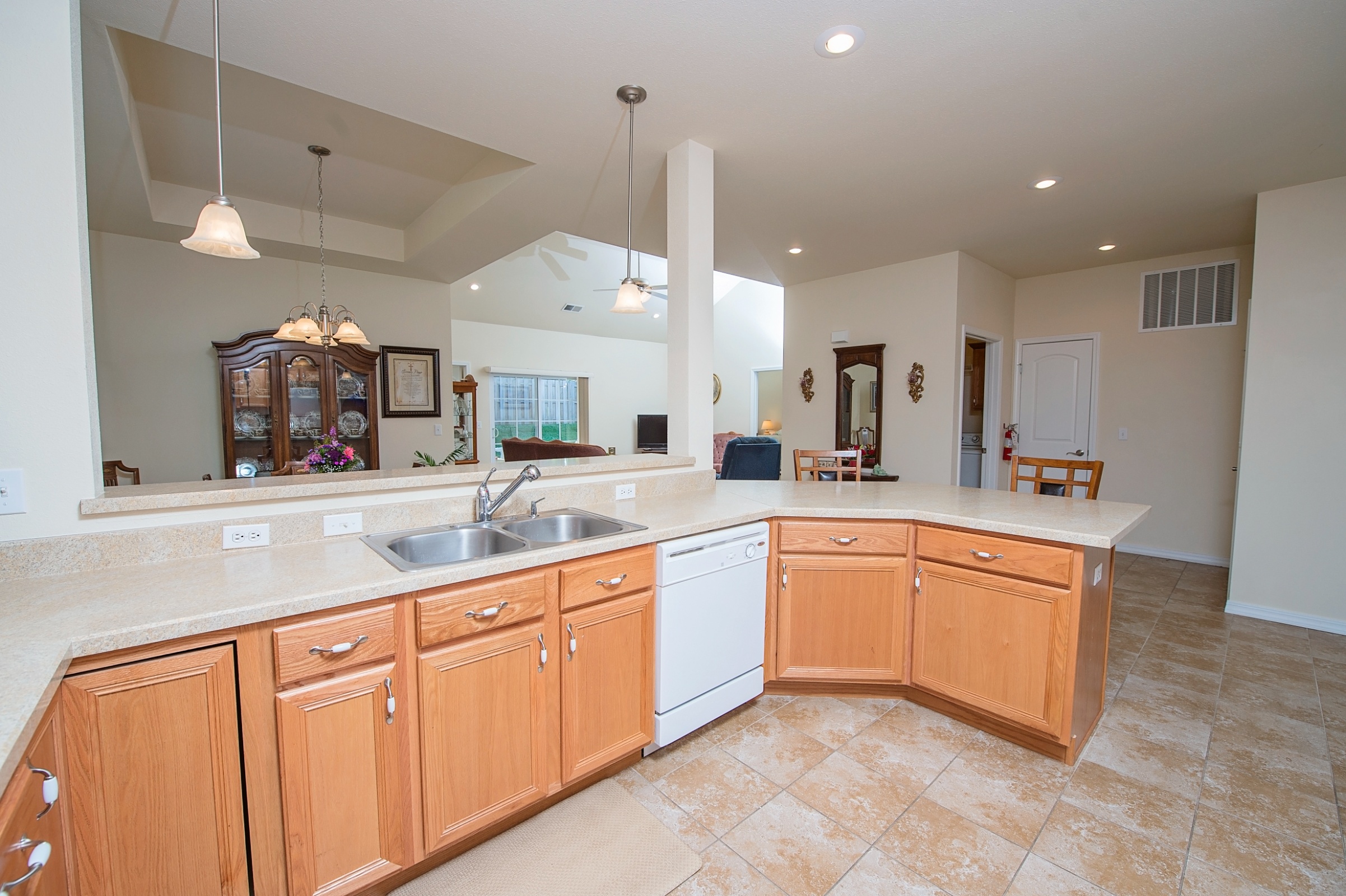 Bright kitchen area in a senior living facility