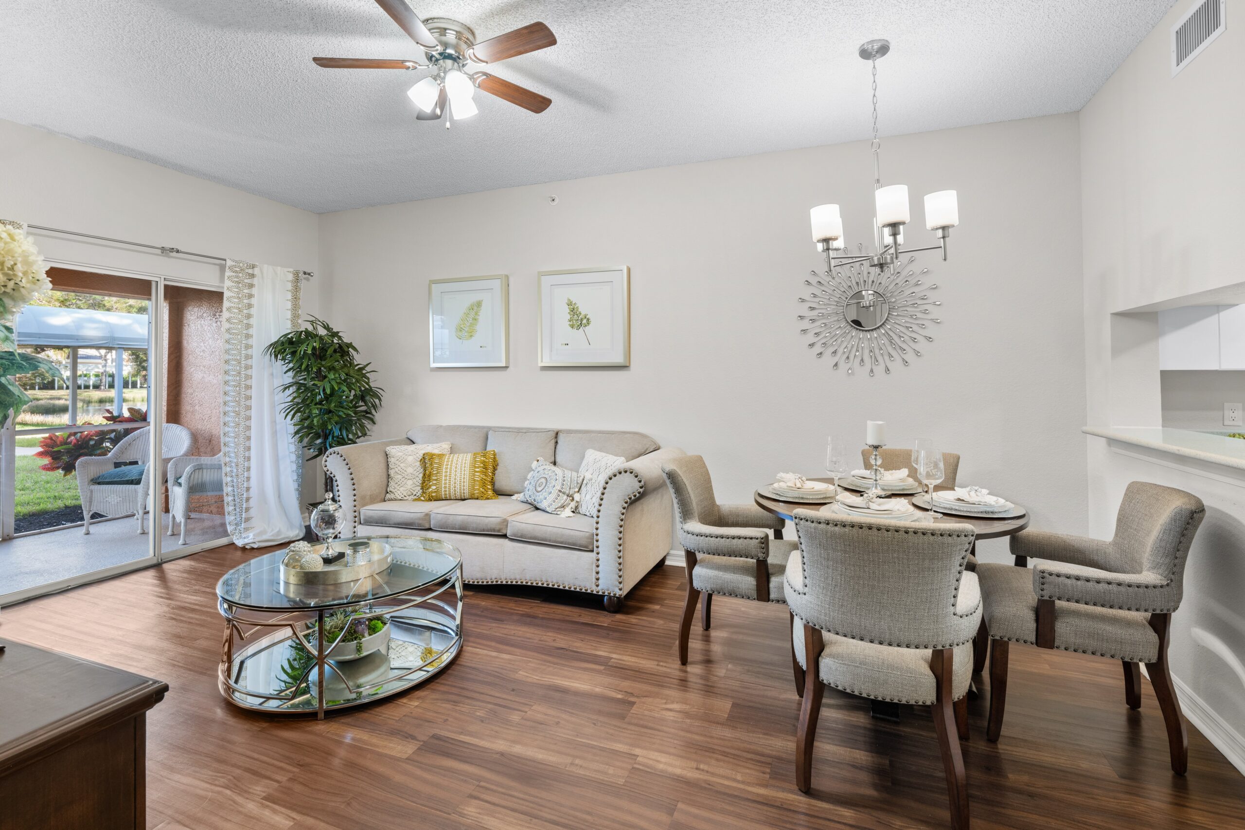 Bright interior of a furnished living space
