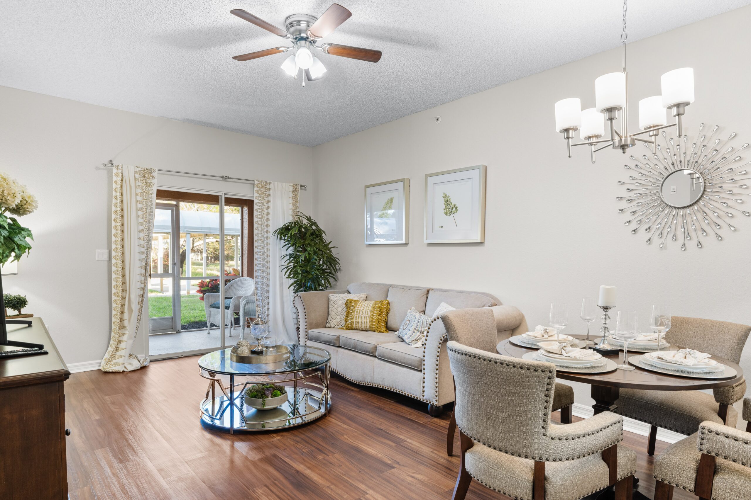 Bright interior living space with furniture and decor