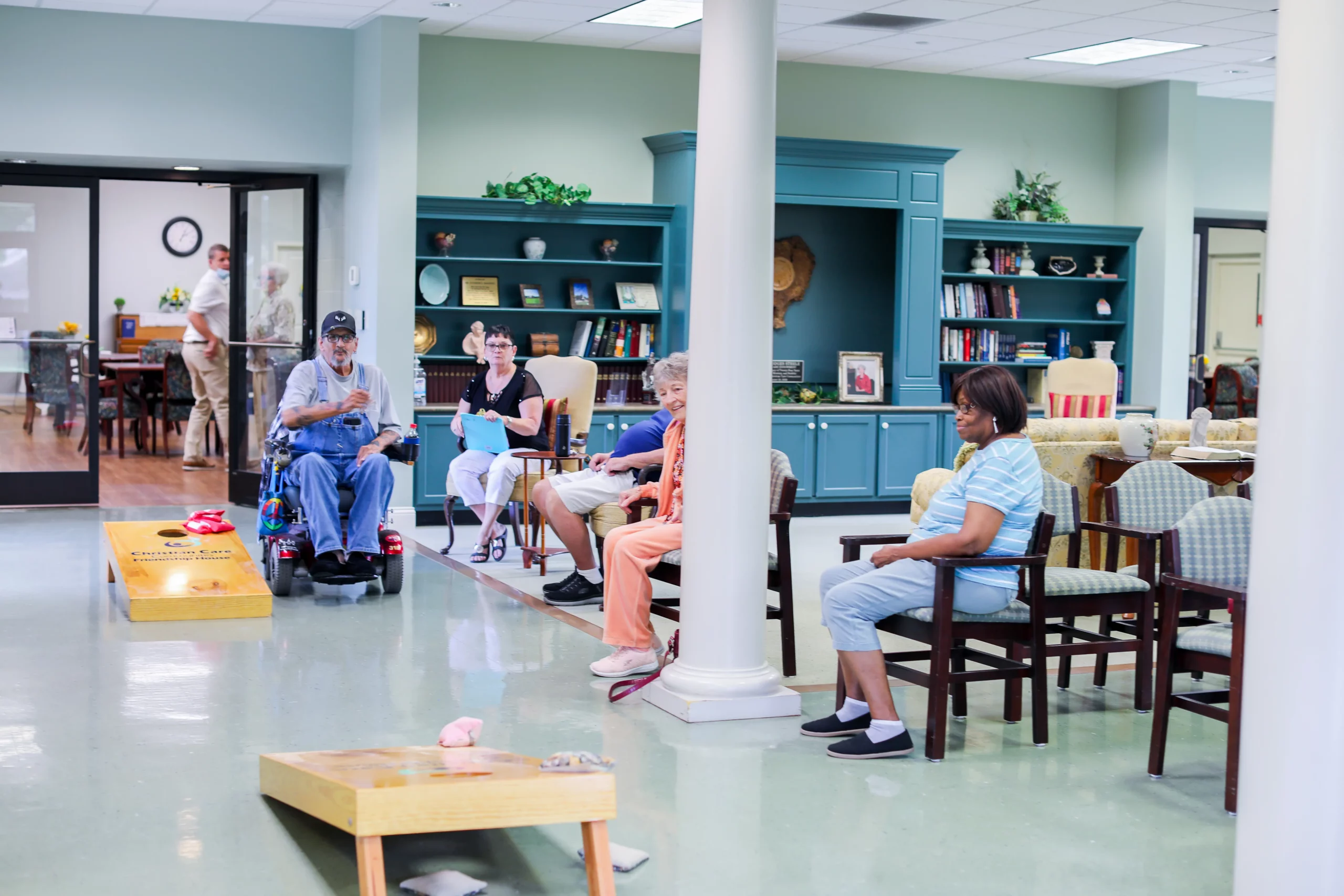 Residents engaged in an activity in a common area
